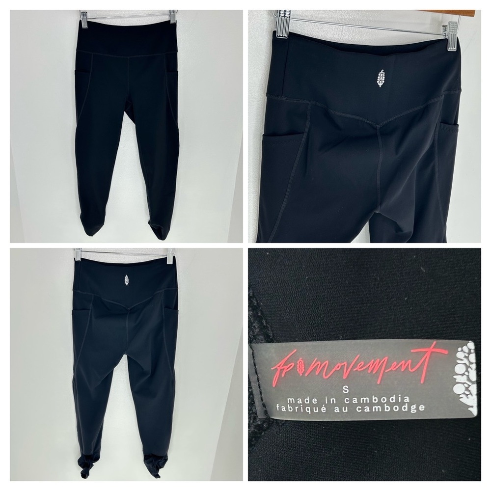 Free People FP Movement Leggings Womens Small Black Yoga Pockets‎ Travel 24x23.5